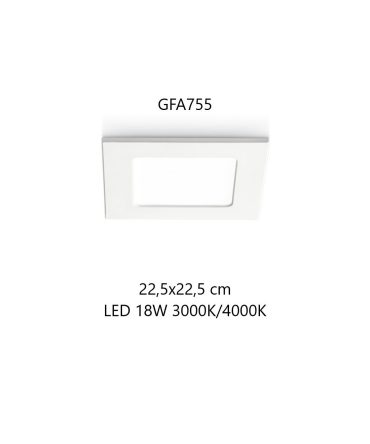 Faretto Quadrato Incasso Maia 22,5 cm Led 18w 3000k o 4000k GFA755 Gea Led