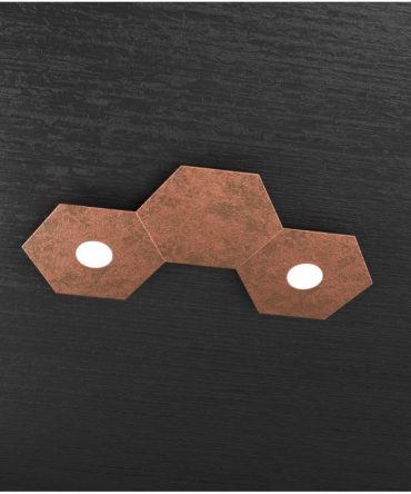 Plafoniera Led 2 luci componibile Hexagon rame 1142/2L1D-FR Top Light