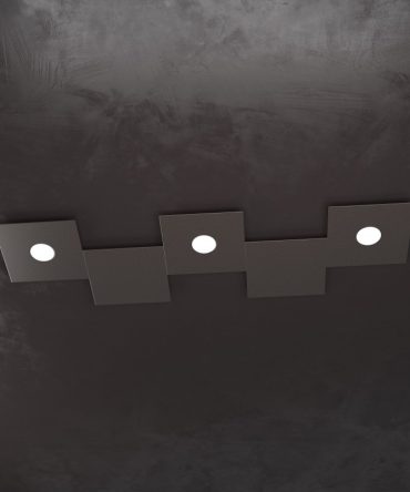 Plafoniera Led 3 luci 2 decori Eccentric marrone 1156/3L2D Top Light