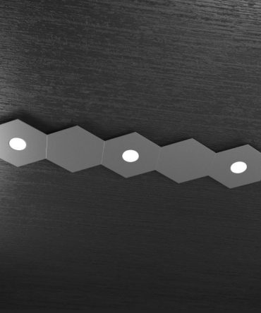 Plafoniera Led 3 luci 5 elementi componibile Hexagon antracite Top Light