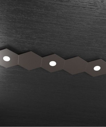 Plafoniera Led 3 luci 5 elementi componibile Hexagon marrone Top Light