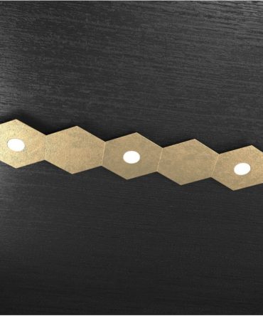 Plafoniera Led 3 luci 5 elementi componibile Hexagon oro Top Light