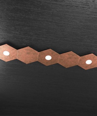 Plafoniera Led 3 luci 5 elementi componibile Hexagon rame Top Light