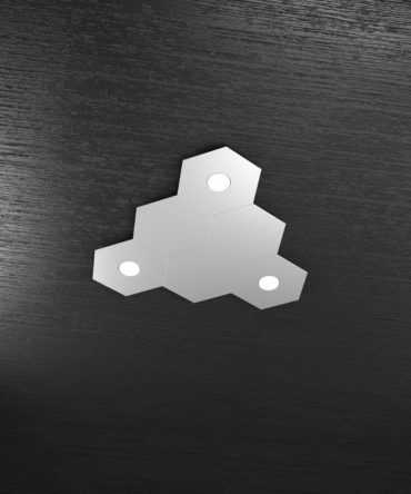 Plafoniera Led 3 luci 6 elementi componibile Hexagon grigio Top Light