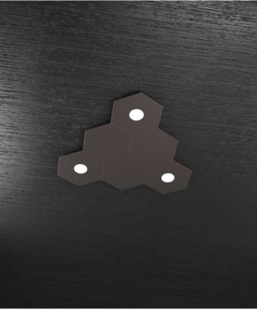 Plafoniera Led 3 luci 6 elementi componibile Hexagon marrone Top Light