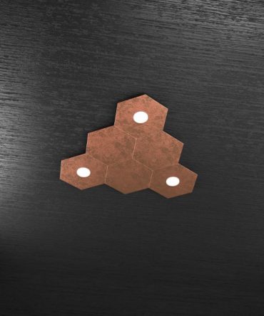 Plafoniera Led 3 luci 6 elementi componibile Hexagon rame Top Light