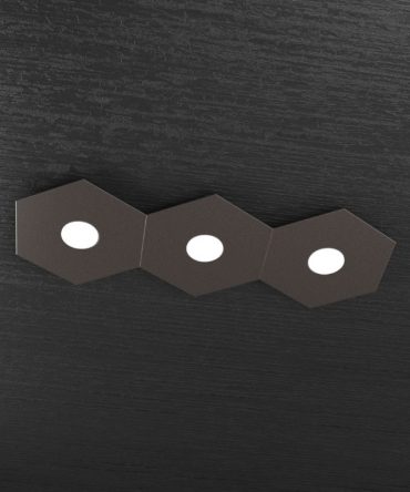 Plafoniera Led 3 luci componibile Hexagon marrone 1142/3L-MA Top Light