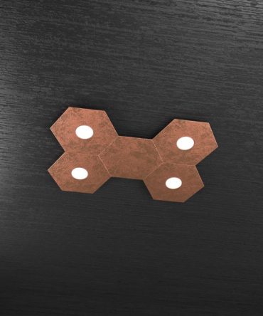 Plafoniera Led 4 luci 5 elementi componibile Hexagon rame Top Light