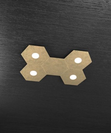 Plafoniera Led 4 luci 5 elementi componibili Hexagon oro Top Light