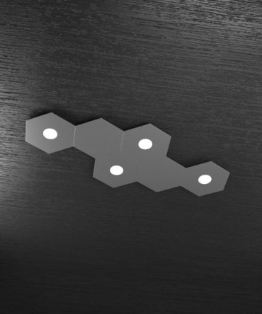Plafoniera Led 4 luci 6 elementi componibile Hexagon antracite Top Light