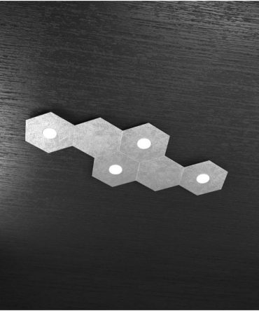 Plafoniera Led 4 luci 6 elementi componibile Hexagon argento Top Light