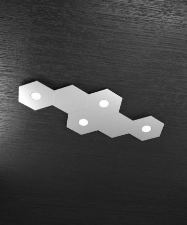 Plafoniera Led 4 luci 6 elementi componibile Hexagon grigio Top Light