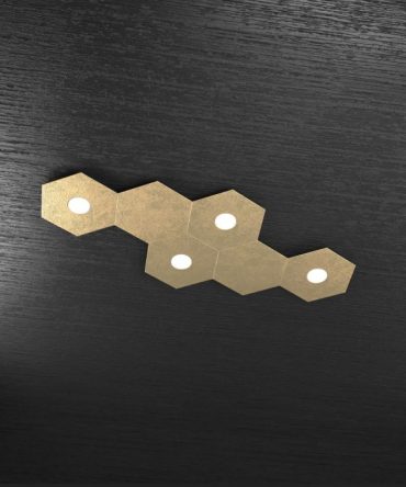 Plafoniera Led 4 luci 6 elementi componibile Hexagon oro Top Light