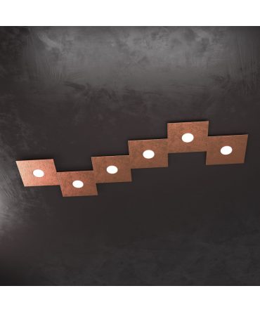 Plafoniera Led 6 luci componibile Eccentric rame 1156/6L Top Light