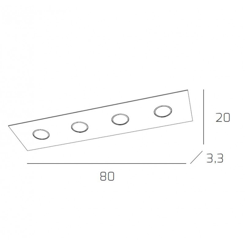 Plafoniera Led in vetro Path 20x80 bianco 1141/PL4 R Top Light