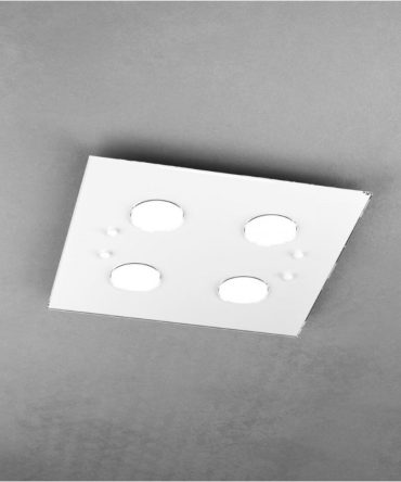 Plafoniera Led in vetro Path 40x40 bianco 1141/PL4 Top Light