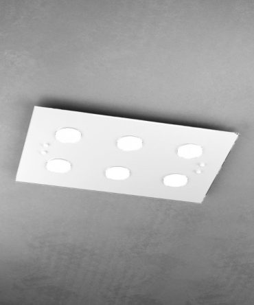 Plafoniera Led in vetro Path 40x60 bianco 1141/PL6 Top Light