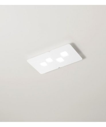 Plafoniera Moderna 4 Luci Led Gx53 Bilbao P/P 28x50 Bianco, Tortora o Acciaio Gea Luce