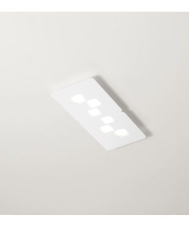 Plafoniera Moderna 6 Luci Led Gx53 Bilbao P/M 28x65 Bianco, Tortora o Acciaio Gea Luce