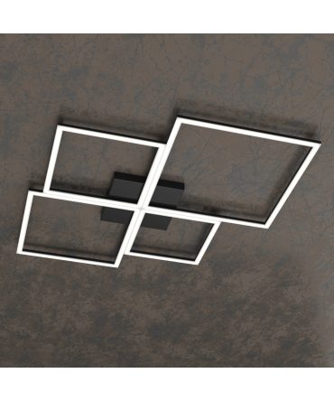 Plafoniera Moderna Four Squares Nero Led 119W 3000K/4000K Top Light