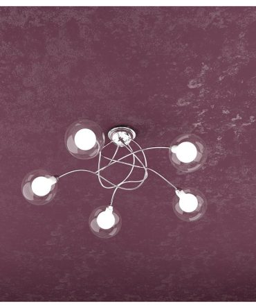 Plafoniera Willow 5 luci 1098/PL5 Vetro Bianco, trasparente o gomitolo Top Light