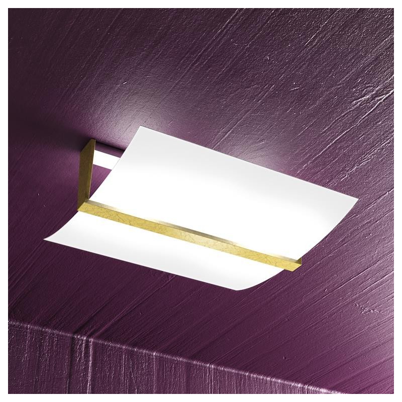 Plafoniera Wood 43x40 foglia oro 1019/PL40-FO Top Light