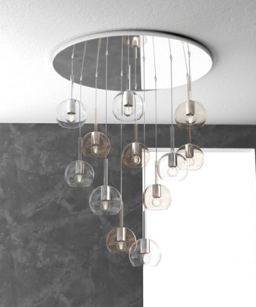 Sospensione 12 luci Future vetri ambra e neutro 1155/S12 TP Top Light