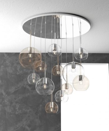 Sospensione 12 luci Future vetri cromo e neutro 1155/S12 TMIX Top Light