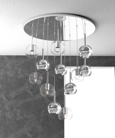 Sospensione 12 luci Future vetri cromo e neutro 1155/S12 TP Top Light