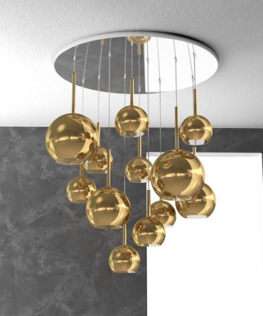 Sospensione 12 luci Future vetri oro 1155/S12 TMIX Top Light