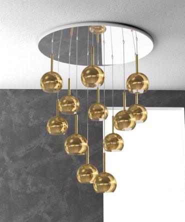Sospensione 12 luci Future vetri oro 1155/S12 TP Top Light