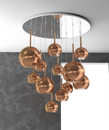 Sospensione 12 luci Future vetri rame 1155/S12 TMIX Top Light