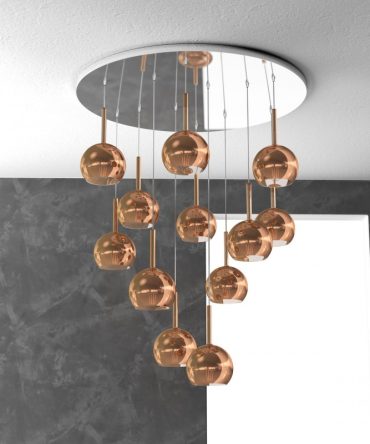 Sospensione 12 luci Future vetri rame 1155/S12 TP Top Light