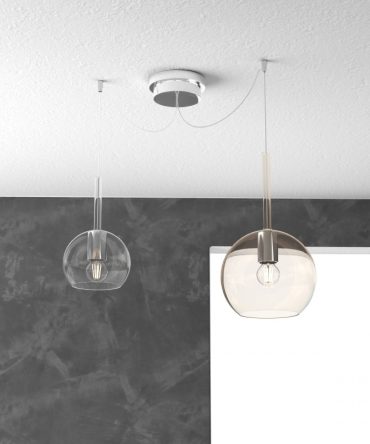 Sospensione 2 luci Future vetri ambra Ø20cm e trasparente Ø15cm 1155/S2 S MIX TA Top Light