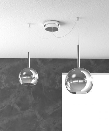 Sospensione 2 luci Future vetri Ø15cm e Ø20cm cromo 1155/S2 MIX Top Light