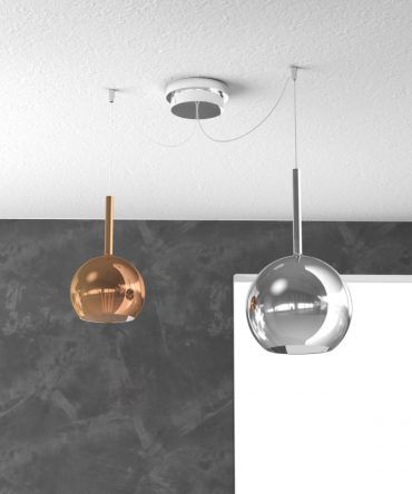 Sospensione 2 luci Future vetri rame e cromo 1155/S2 MIX Top Light