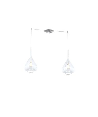 Sospensione 2 Luci Imbuto Vetro Trasparente Decentramento Kona Top Light