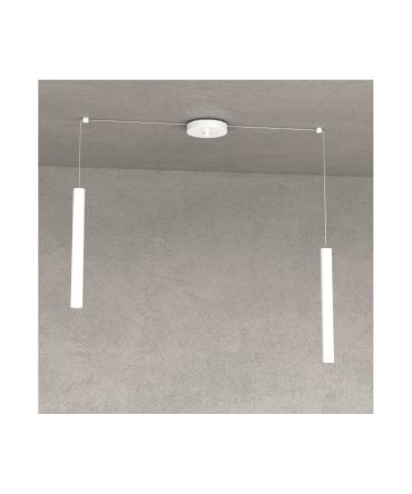 Sospensione 2 Luci Round Tube Led Con Decentramento 1174/S2 Top Light Bianco