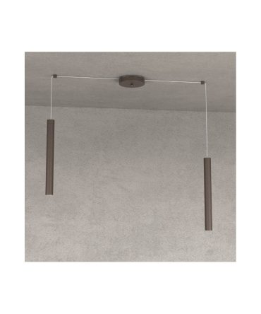 Sospensione 2 Luci Round Tube Led Con Decentramento 1174/S2 Top Light Marrone