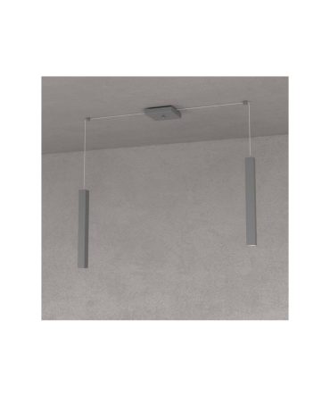 Sospensione 2 Luci Square Tube Led Con Decentramento 1173/S2 Top Light Antracite