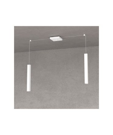 Sospensione 2 Luci Square Tube Led Con Decentramento 1173/S2 Top Light Bianco