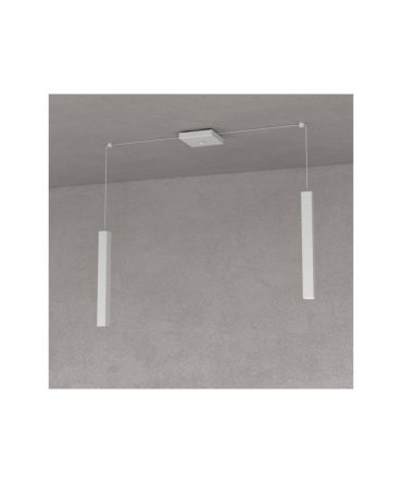Sospensione 2 Luci Square Tube Led Con Decentramento 1173/S2 Top Light Grigio