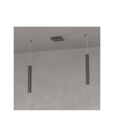 Sospensione 2 Luci Square Tube Led Con Decentramento 1173/S2 Top Light Marrone