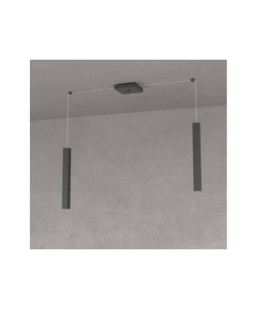 Sospensione 2 Luci Square Tube Led Con Decentramento 1173/S2 Top Light Nero