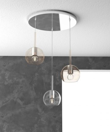 Sospensione 3 luci Future tonda vetri d.15cm 2ambra e 1 trasparente 1155/S3 TP Top Light