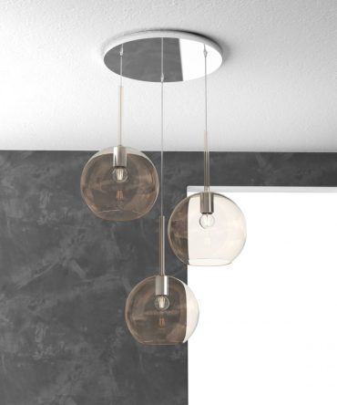 Sospensione 3 luci Future tonda vetri ambra 1155/S3 TG Top Light