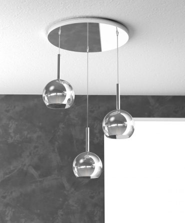 Sospensione 3 luci Future tonda vetri Ø15cm cromo 1155/S3 TP Top Light