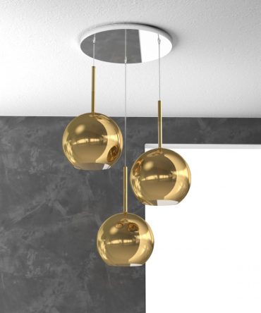 Sospensione 3 luci Future tonda vetri oro 1155/S3 TG Top Light