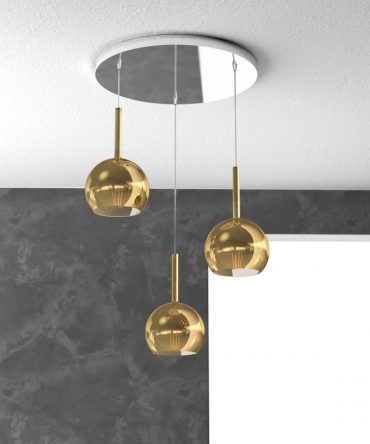 Sospensione 3 luci Future tonda vetri Ø15 cm oro 1155/S3 TP Top Light