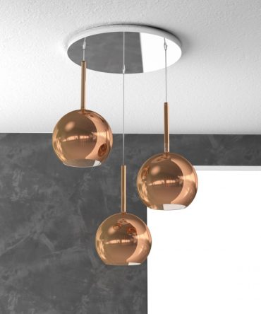 Sospensione 3 luci Future tonda vetri rame 1155/S3 TM Top Light